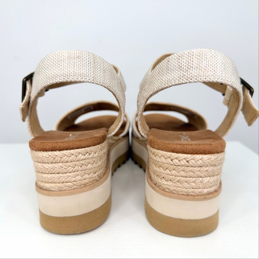 TOMS Women's Diana Platform Wedge Sandal Size 7.5 Natural Canvas Espadrille - Picture 7 of 14